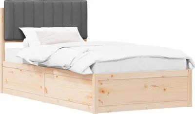 Immagine prodotto di Letto con Testiera Rivestita Grigio scuro 100 x 200 cm