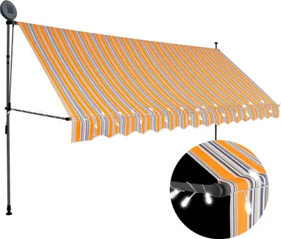Image de vidaXL Store rétractable manuel avec LED 400 cm jaune bleu