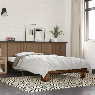 Obrázek produktu pro Rám postele z kouřového dubu 100x200 cm materiál na bázi dřeva a kovu