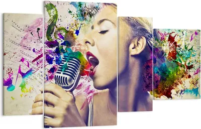 Produktbild von Bild auf Leinwand - Leinwandbild - Singen mikrofon energie - 120x70cm - Wand Bild - Wanddeko - Leinwanddruck - Bilder - Kunstdruck - Wanddekoration - Leinwand bilder - Wandkunst - DL120x70-2622