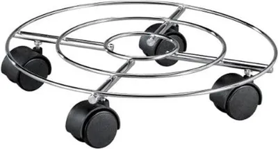 Obrázek produktu pro Famanu, květinový vozík, chrom, průměr 35 x 6,5 cm - vozík pro vnitřní rostliny, květináč - stříbrná, lesklá barva - nosnost 60 kg