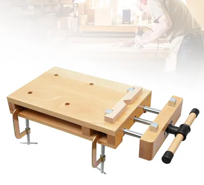 Mobile Hobelbank aus Buchenholz, 53 x 28 x 7 cm, mit Schraubstock