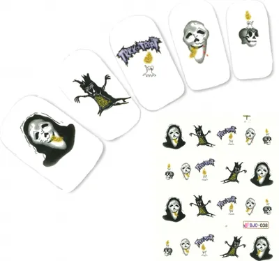 Produktbild von Tattoo Nail Halloween Totenköpfe Katze Aufkleber Nagel Sticker