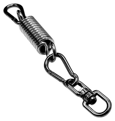 Produktbild von Hängesessel Feder aus Stahl mit 2 Karabinerhaken und Drehwirbel für sanftes Schwingen, 250 kg Tragfähigkeit