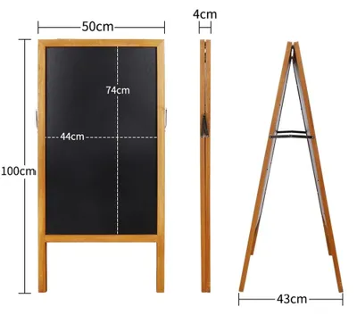 Produktbild von Klappbare Holz-Kreidetafel - A-Aufsteller - Beidseitig beschreibbar - Freistehend - Für Menüs - 101,6 × 81,28 cm - Naturholz