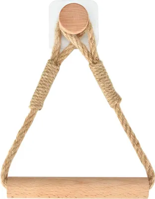 Produktbild von 1 Stück Toilettenpapierhalter Ohne Bohren Klopapierhalter Ohne Bohren Holz Toilettenpapierhalter Seil Maritim Antikes Industrielles Toilettenbadezimmerzubehör