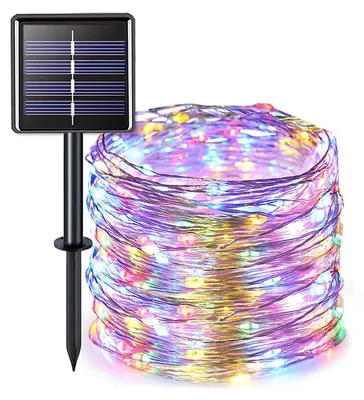 Solar-Lichterkette 32 m, 300 LEDs, 8 Modi, IP65, bunt