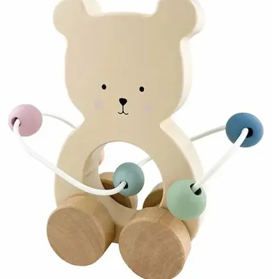 Obrázek produktu pro Schodišťová hračka Jabadabado – Teddy s motorickou smyčkou, dřevěná, pro děti od 1 roku