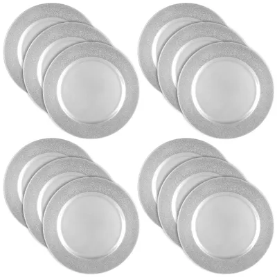 Produktbild von com-four® 12x Platzteller mit schimmerndem Rand - wiederverwendbare Unterteller - Tischdekoration - edle Dekoteller für Hochzeit, Weihnachten - Ø 33 cm Servierplatten