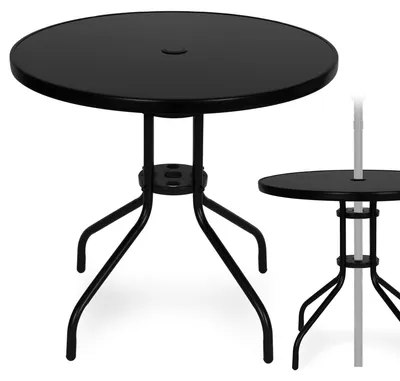 Produktbild von Runder Gartentisch, 80 cm Durchmesser, Sicherheitsglas, mit Schirmloch