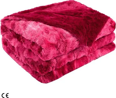 Productafbeelding van Famanu imitatiebont plaid - Zacht en pluizig - Fleece plaid - Knuffeldekentje voor bank en bed - 150 x 200 cm - Rood