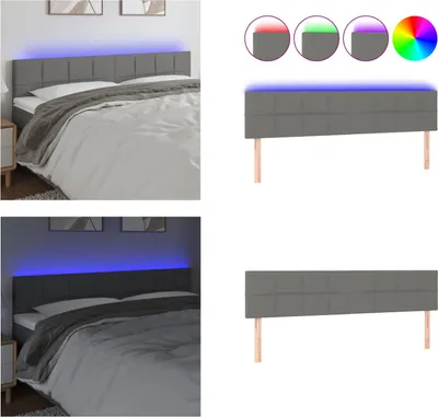 Produktbild von vidaXL LED Kopfteil Dunkelgrau 200x5x78/88 cm Stoff - LED Kopfteil - LED Kopfteile - Kopfteil - Bett-Kopfteil