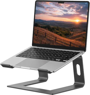 Obrázek produktu pro Hliníkový stojan na notebook, vhodný pro použití na stole, pro notebooky o velikosti 10 až 15,6 palců, přenosný držák, pro počítače
