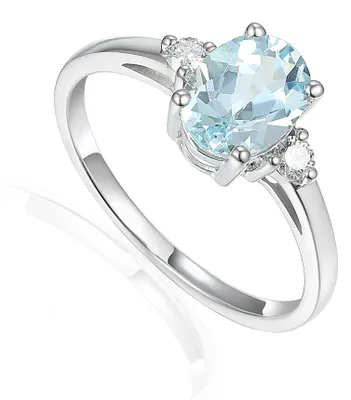 Produktbild von 585er Weissgold Damenring mit Aquamarin ca. 0,85ct. und Diamanten 0,11ct. Gr. 54