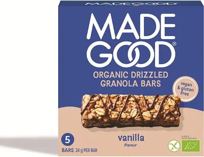 BATONIKI GRANOLA CRUNCHY SMAK WANILIA BEZGLUTENOWE BIO (5 x 24 g) 120 g - MADEGOOD
