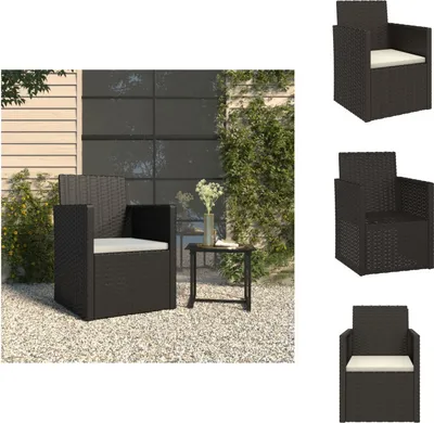 Obrázek produktu pro vidaXL Zahradní židle s polštářem Black Poly Rattan - Zahradní židle