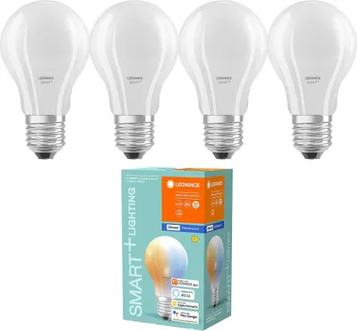 Produktbild von 4 x Ledvance LED Smart+ Filament A60 Birne 6W = 60W E27 matt 806lm 2700K-6500K Dimmbar App Google Alexa Bluetooth