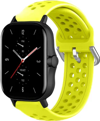 Produktbild von Strap-it Amazfit GTS 2 Silikonarmband mit Löchern (Gelb)