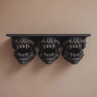 Wandregal mit drei Monsterköpfen – Decords Wandregal, Produktansicht 1