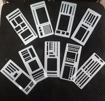 9 Journal-Schablonen, handgefertigt, 6x13,5 cm, Weiß