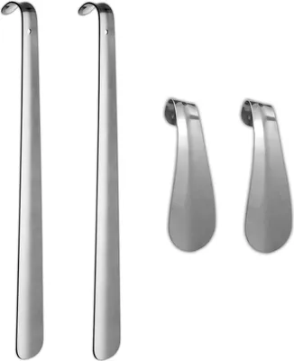 Produktbild von 4er Set Schuhlöffel 51,5 & 15 cm Edelstahl Schuhanzieher lang klein Anziehhilfe