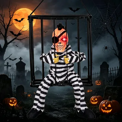Halloween-Gefängnisdekoration, 1 Stück, Größe M, Gefangenenfarbe