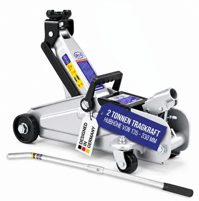Obrázek produktu pro Hydraulický zvedák alca® pro manipulaci s vozidly, nosnost 2 tuny, zdvih 135–330 mm, robustní provedení, dvoudílná rukojeť, šedá barva