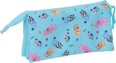 Image de Trousse triple Bluey pour enfants, durable et spacieuse