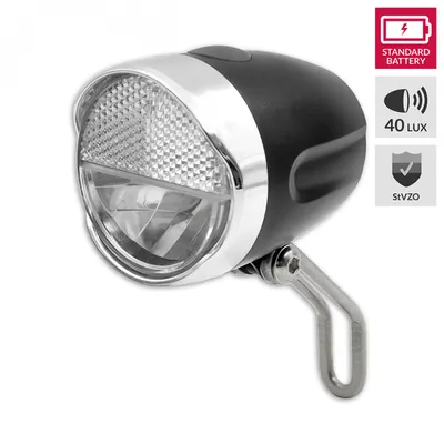 Image de Lampe rétro pour vélo Lampe LED pour vélo avec réflecteur et StVZO avec piles