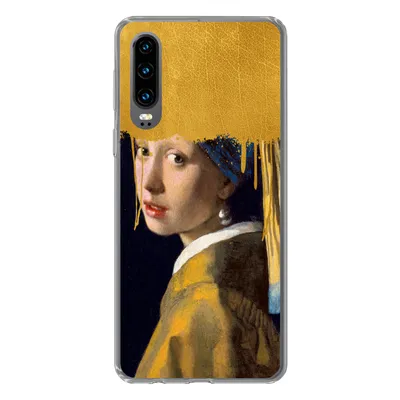 Produktbild von MuchoWow® Handyhülle Schutzhülle Hülle für Huawei P30 Mädchen mit einem Perlenohrring - Gold - Vermeer Silikon Softcase Handy Hülle - Kartenbesitzer