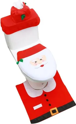 Produktbild von 3D Nase Santa Toilettensitz Abdeckung und Teppich Set lustige Weihnachtsdekorationen Badezimmer Set von 3