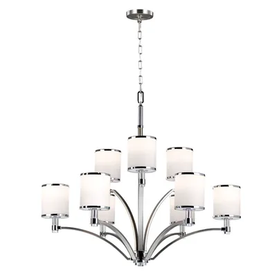 Image de Lustre, lampe à suspendre, acier verre, chrome, D 91,7 cm