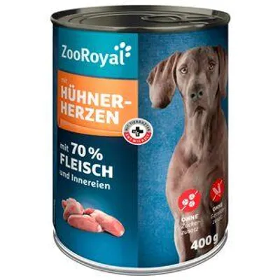 Produktbild von ZooRoyal Hundefutter mit Hühnerherzen, 6er Pack (6 x 400g Dose)