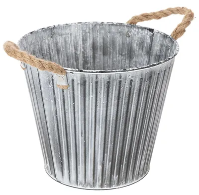 Produktbild von Pflanzgefäß Shabby Chic Metall Deko-Topf mit Henkeln Ø25,5cm Vintage Blumentopf