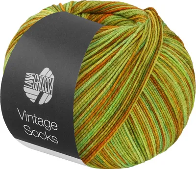Produktbild von Lana Grossa - Vintage Socks Multi 1054 frühlingsgrün jade senf oliv ocker