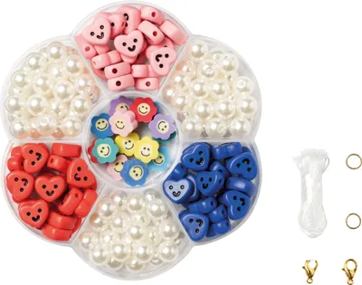 Produktbild von Folia Happy Perlenmix, 160 bunte Kunststoffperlen in verschiedenen Formen