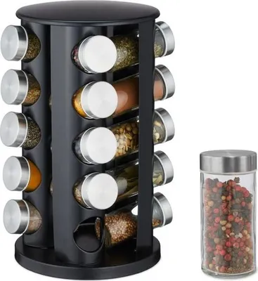 Produktbild von Gewürzkarussell aus Edelstahl mit 20 Gläsern