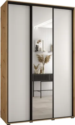 Produktbild von MEBLE KRYSPOL Davos 3 Schrank, drei Türen - 235,2x160x45 cm - Artisan Weiß Schwarz