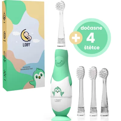 Image de Loby Brosse à dents électrique Enfants Bébé Brosse à dents électrique 0-4 ans avec lumière LED Smart Timer Schall Brosse à dents pour bébés Etanche Vert
