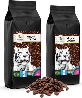 Produktbild von Los Gustos Mayor Crema Kaffee-Bohnen 2x1000 g, Ungemahlen, Kaffeebohnen für Kaffee-Vollautomat, Frisch Geröstet