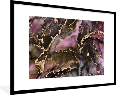 Produktbild von MuchoWow® Gerahmtes Poster Marmor - Gold - Stein - Abstrakt 90x60 cm - Poster mit Schwarzem Bilderrahmen Wandposter Rahmen Foto Bilder - Wanddekoration - Fotos
