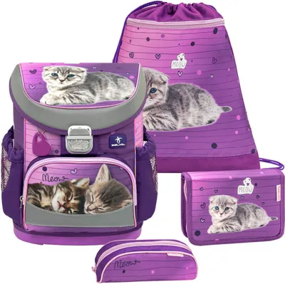 Produktbild von Belmil Schulranzen Set MINI FIT 2023 Little Caty (Motiv: Katze Kätzchen) für Mädchen ab 1. Klasse Grundschule Einschulung