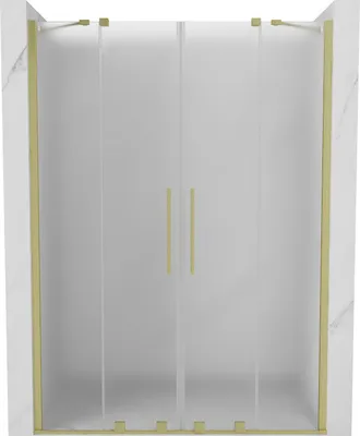Produktbild von Mexen Velar Duo Schiebetüren Duschwand 140 cm, matt, gebürstetes Gold - 871-140-000-32-55