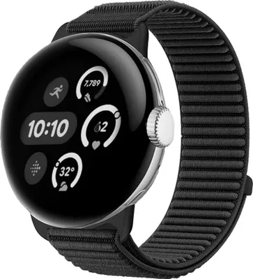 Produktbild von Nylon Armband für Google Pixel Watch 4 / 3 45mm mit Klettverschluss Schwarz