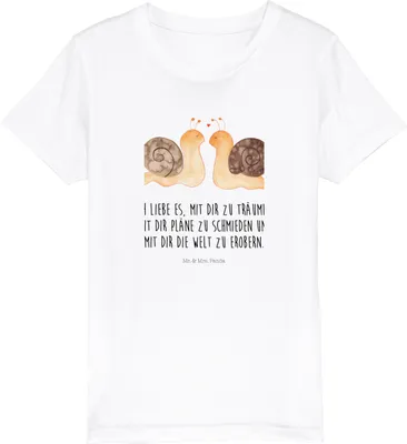 Produktbild von Mr. & Mrs. Panda Kleinkinder T-Shirt Schnecken Liebe 12-14 Jahre (152/164) - Weiß - Geschenk, Baumwollshirt Kinder, Teenager, Jahrestag, glücklich, Kindershirt, Freundin