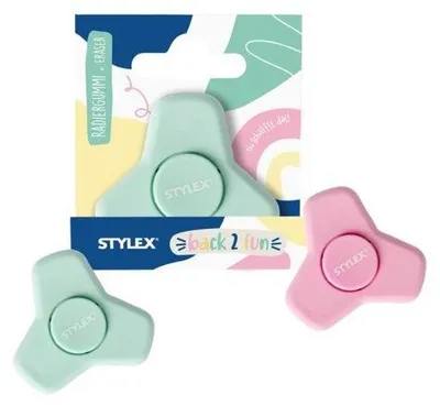 Produktbild von Radiergummi Stylex Back2Fun Fidget Spinner, drehbar, in 2 Farben sortiert