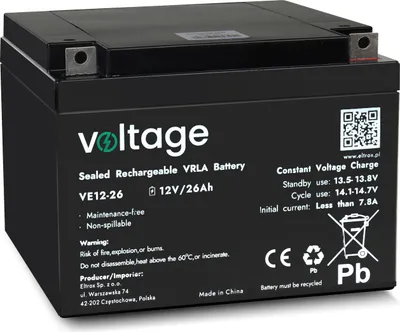 Obrázek produktu pro AGM Battery Voltage 12V 26Ah VE12-26 (Lifespan 6-9 years)