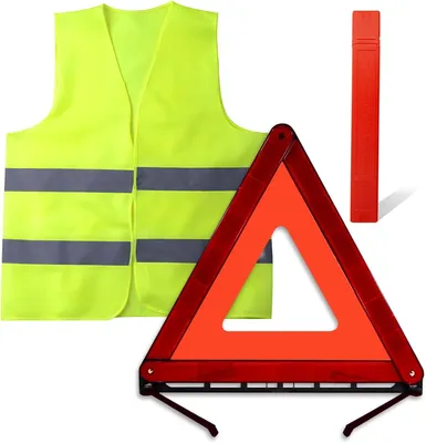 Produktbild von 2 in 1 Warndreieck und Sicherheitsweste Set, Reflektierend, Leicht, mit Aufbewahrungstasche, für Auto