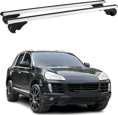 Image de Barres de toit Transversales pour Porsche Cayenne 955 2003-2010 Aluminium Argent