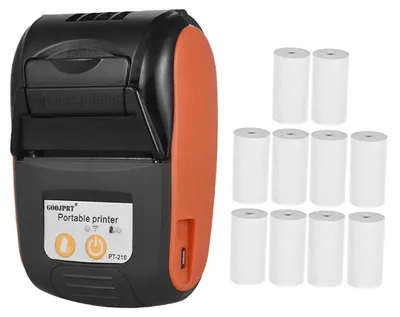 Zdjęcie produktu dla Drukarka termiczna 58 mm, 10 rolek papieru, przenośna drukarka pokwitowań, do sklepów